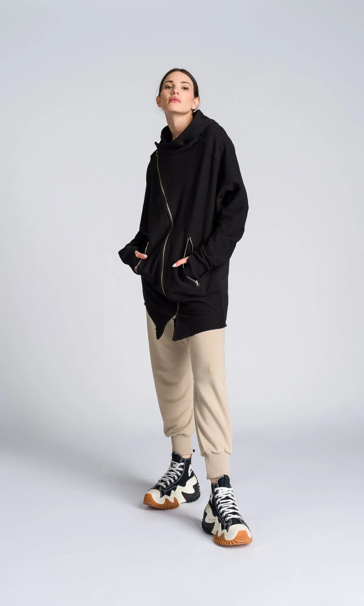 Long Asymmetric Zipper Sweatshirt