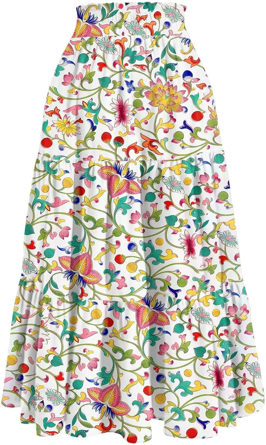 Maxi Skirts for Women 2025 Spring Summer Trendy Elastic Waist Floral Flowy Long Skirt Beach Vacation Clothes