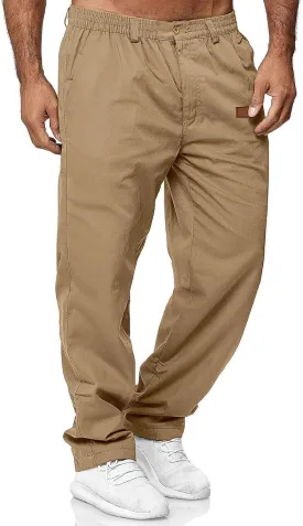 Mens Casual Jogger Pants Elastic Chino Pants Classic Fit Lightweight Comfy Hiking Cargo Pants