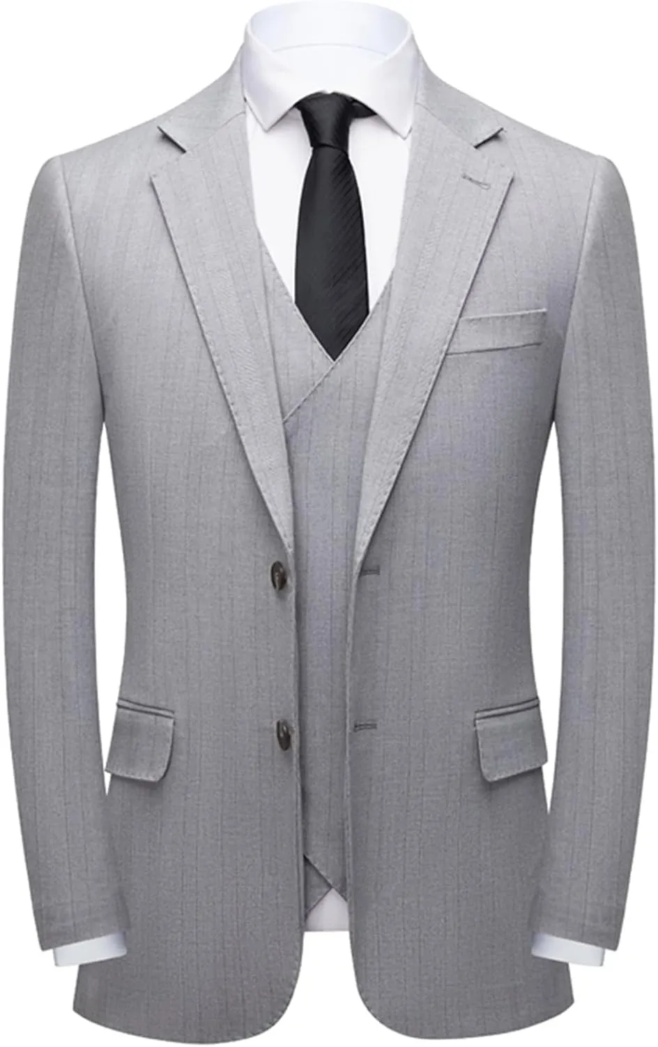 Men's Classic Stripe Suit 3 Piece Elegant Business Suit Two Button Wedding Prom Tuxedo Jacket Vest & Pants 2025