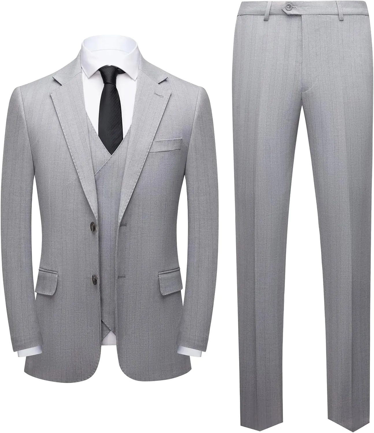 Men's Classic Stripe Suit 3 Piece Elegant Business Suit Two Button Wedding Prom Tuxedo Jacket Vest & Pants 2025