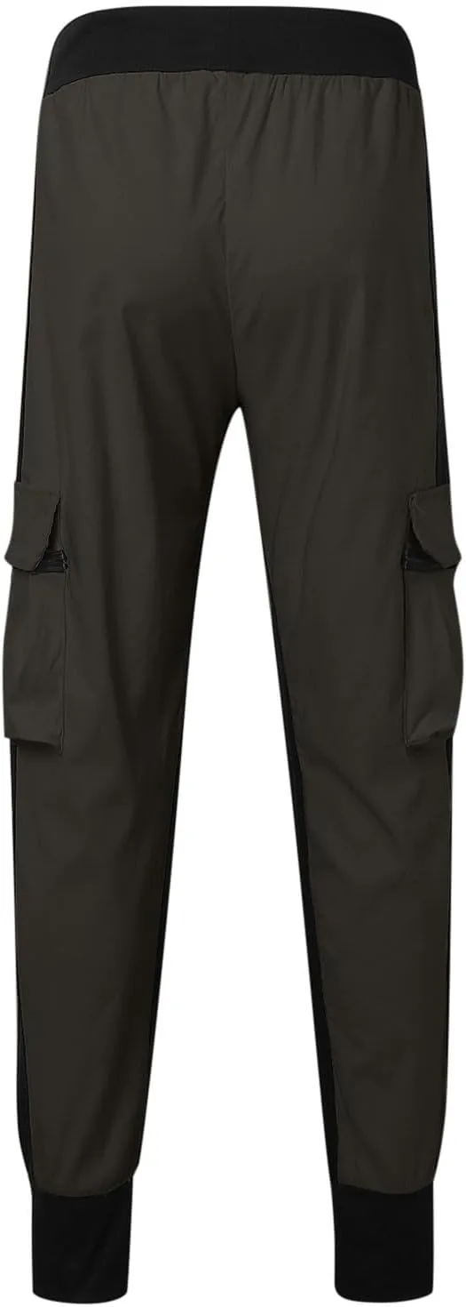 Men's Color Block Cargo Trousers Tapered Drawstring High Waisted Trousers Comfortable Stylish Hiking Outdoor Running Pants