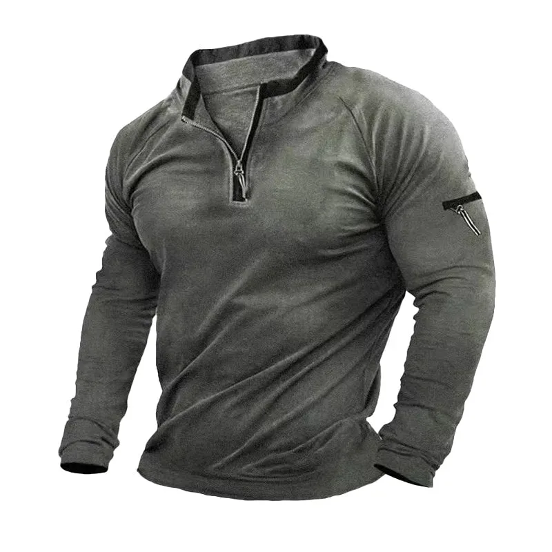 Men's Retro Skin-friendly Zipper Neck Sweatshirt 66234360U