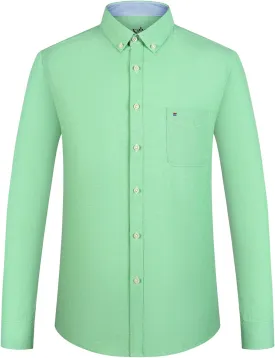 Men's Stylish Cotton Blend Casual Oxford Shirt, Breathable Long Sleeve Button Down Collar Work Shirt