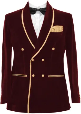 Men's Vintage Velvet Smoking Jacket Shawl Lapel Double Breasted Blazer Tuxedo for Wedding Prom Dinner