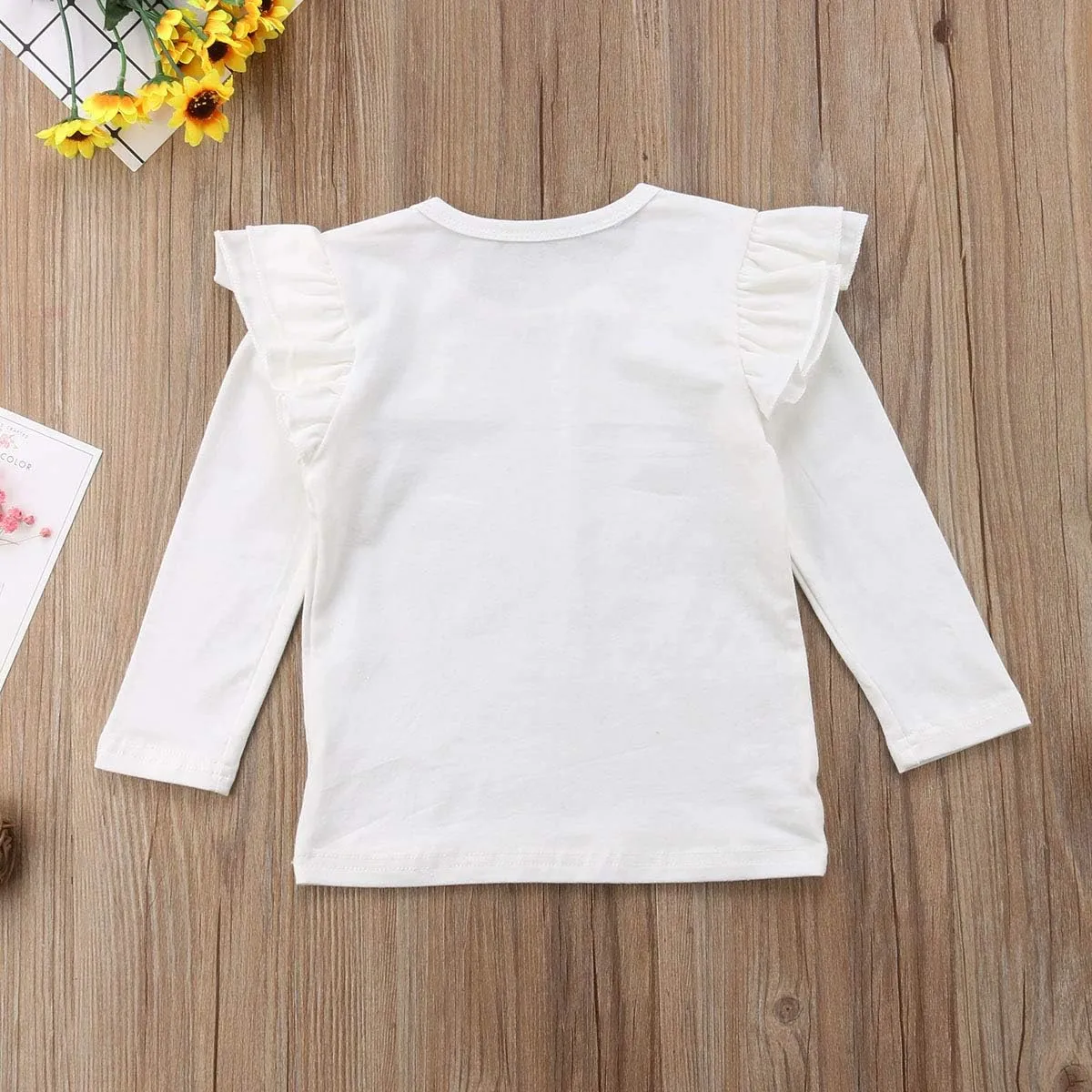 Mubineo Toddler Baby Girl Basic Plain Ruffle Sleeve Cotton T Shirts Tops Tee Clothes