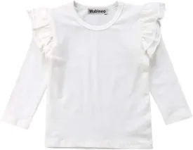 Mubineo Toddler Baby Girl Basic Plain Ruffle Sleeve Cotton T Shirts Tops Tee Clothes