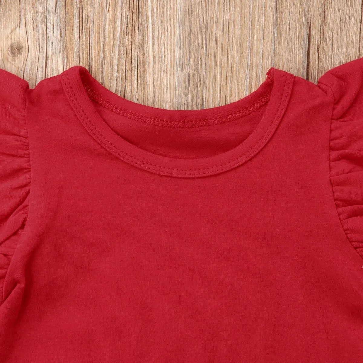 Mubineo Toddler Baby Girl Basic Plain Ruffle Sleeve Cotton T Shirts Tops Tee Clothes