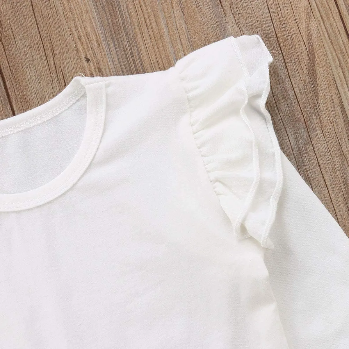 Mubineo Toddler Baby Girl Basic Plain Ruffle Sleeve Cotton T Shirts Tops Tee Clothes