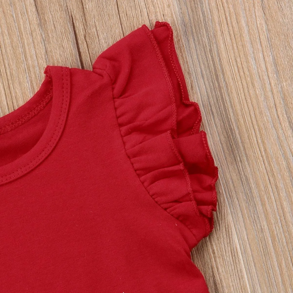 Mubineo Toddler Baby Girl Basic Plain Ruffle Sleeve Cotton T Shirts Tops Tee Clothes
