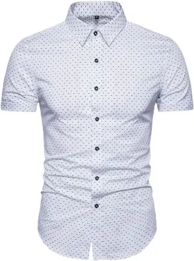 MUSE FATH Men's Printed Dress Shirt-Cotton Casual Short Sleeve Regular Fit Shirt