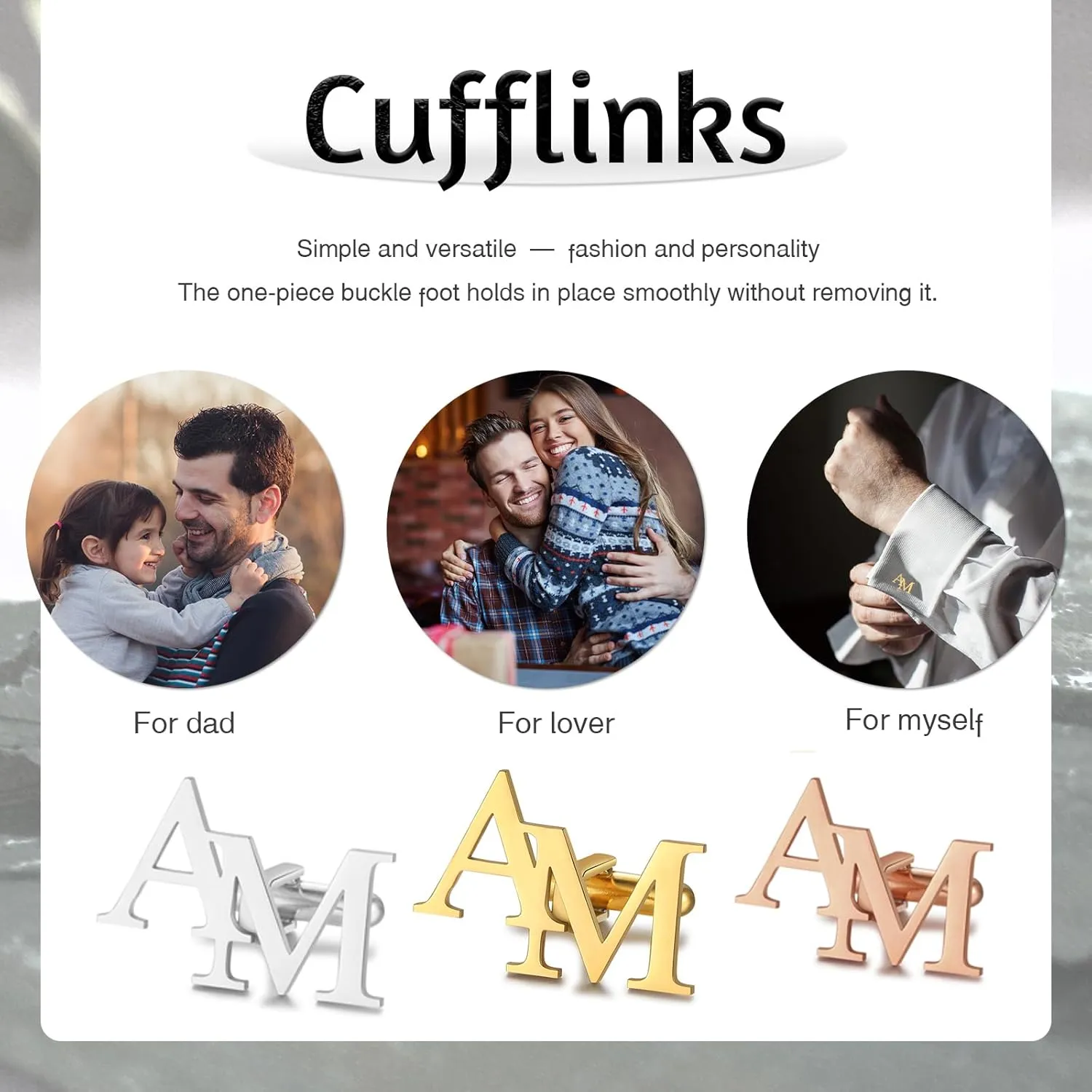 Nobelook Personalized Cufflinks Custom Engraved Name Tie Clip Stainless Steel for Men Wedding Party Business Shirt Tuxedo Gift for Dad Husband Boyfriend