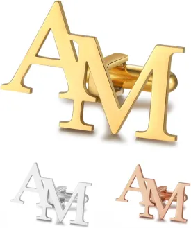 Nobelook Personalized Cufflinks Custom Engraved Name Tie Clip Stainless Steel for Men Wedding Party Business Shirt Tuxedo Gift for Dad Husband Boyfriend