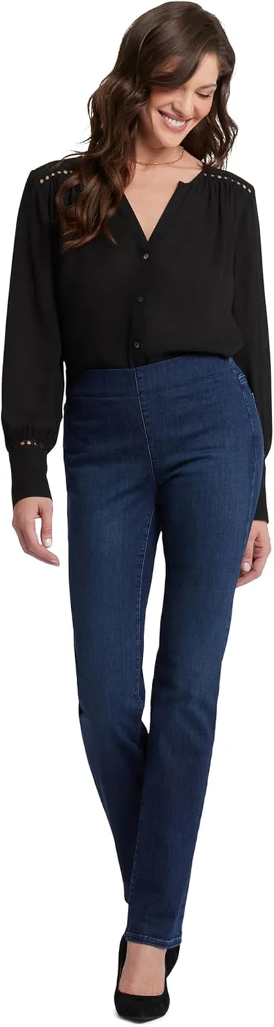 NYDJ Women's Pull-On Marilyn Straight Jeans - Effortless Comfort and Style, Women's Denim Straight Jeans for Daily Wear