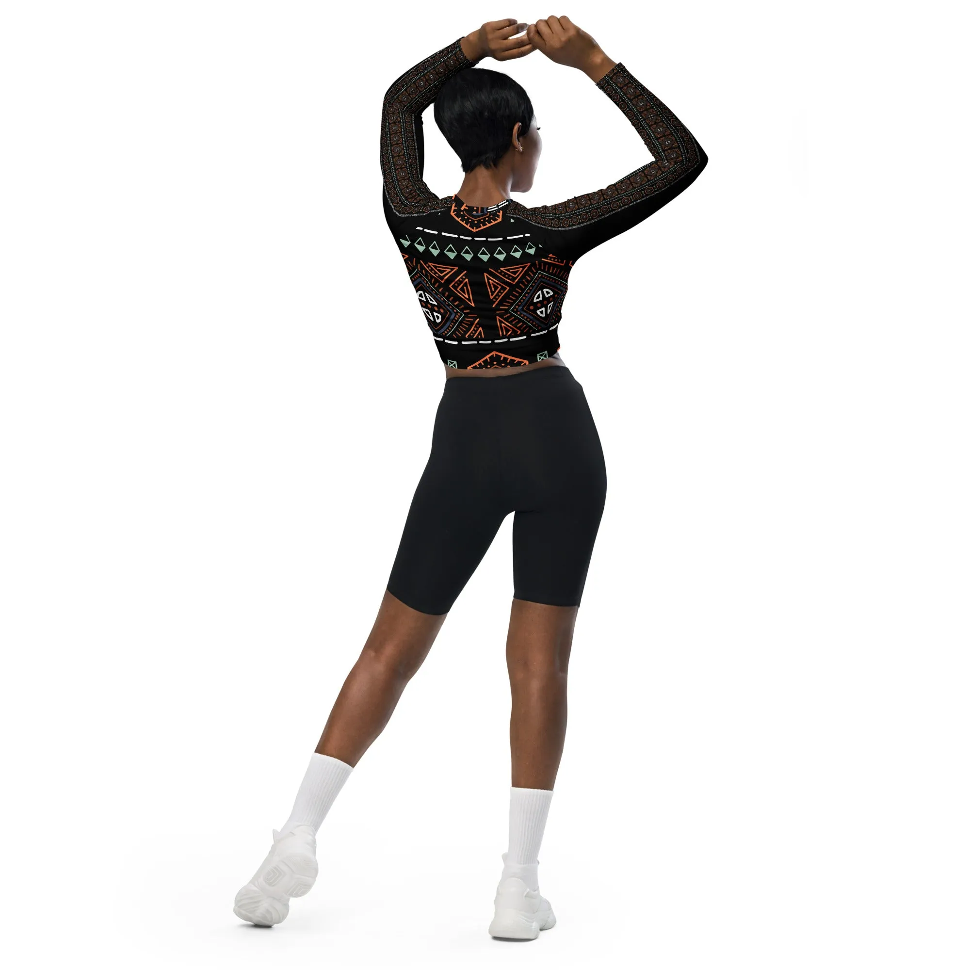 Old Decoration Long Sleeve Crop Top