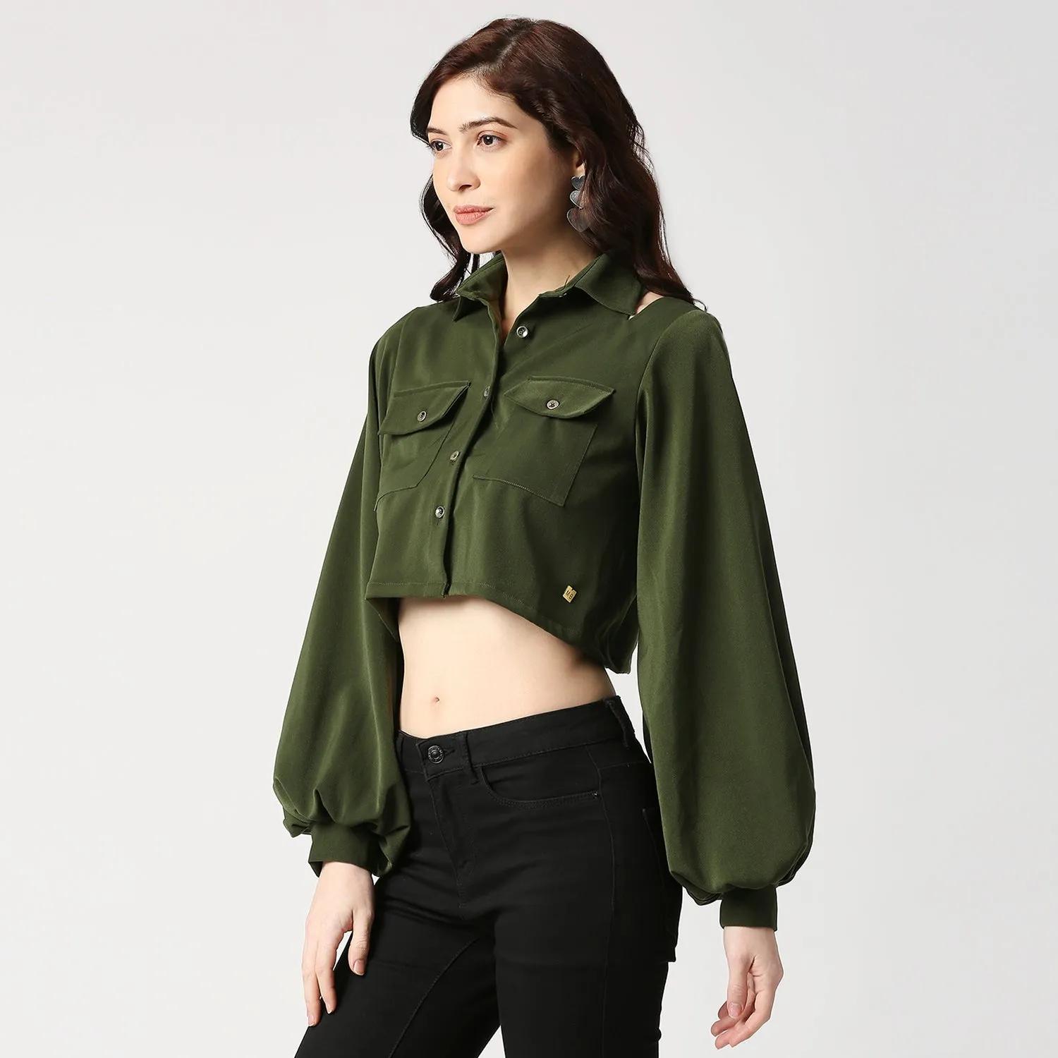 Olive Crop Shirt