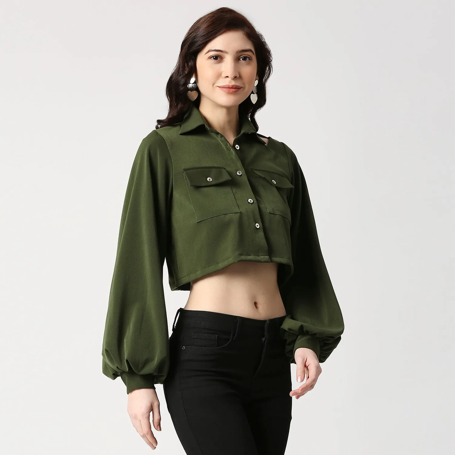 Olive Crop Shirt