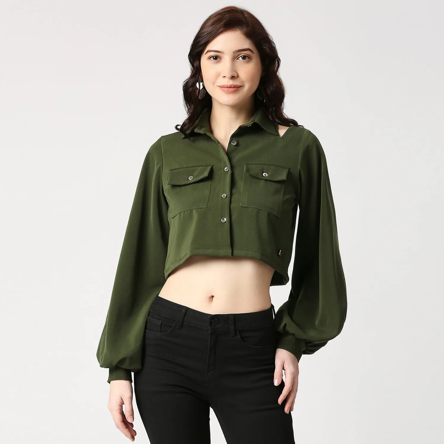 Olive Crop Shirt