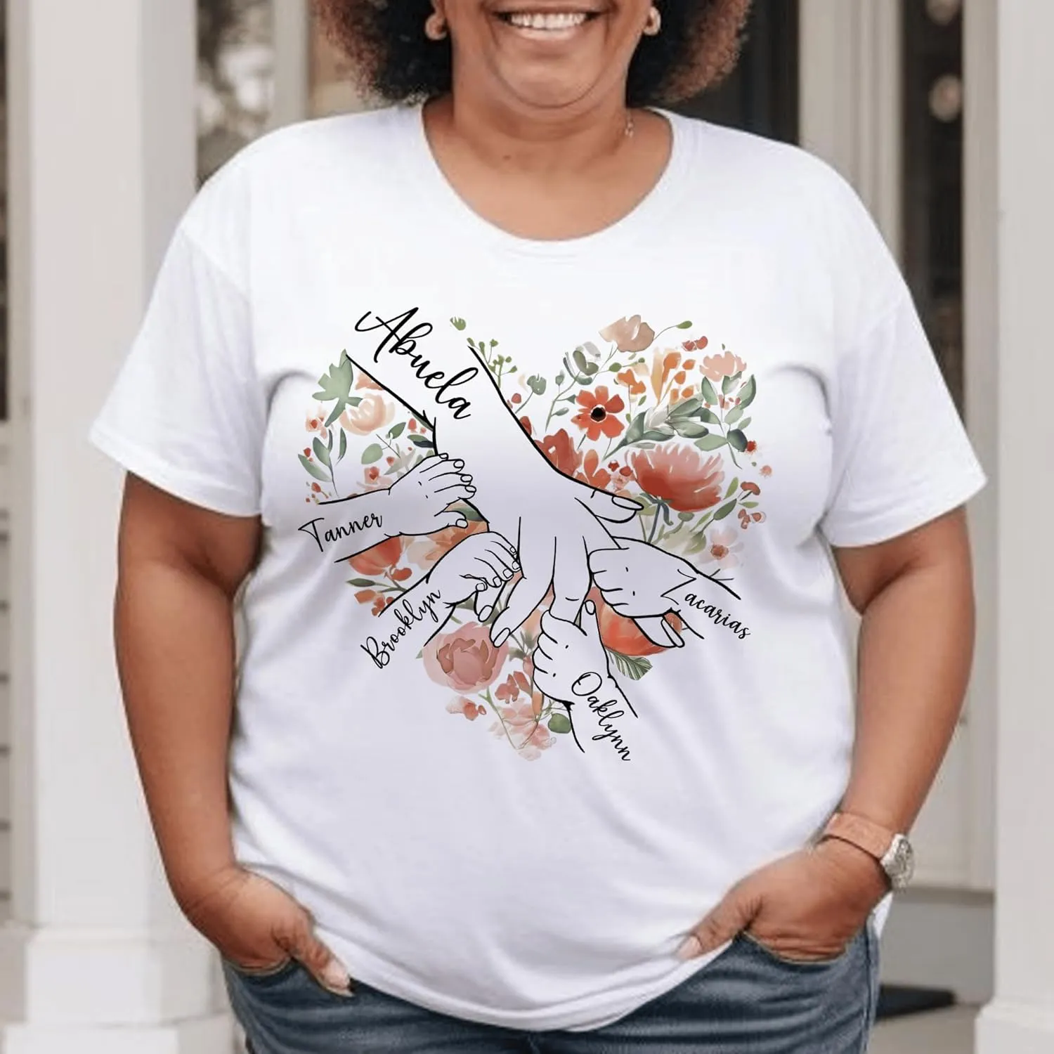 Personalized Grandma Shirt with Kid's Name, Custom Mom Shirt for Mother's Day, Women Gift Shirt for Nana Mimi Gigi Mama