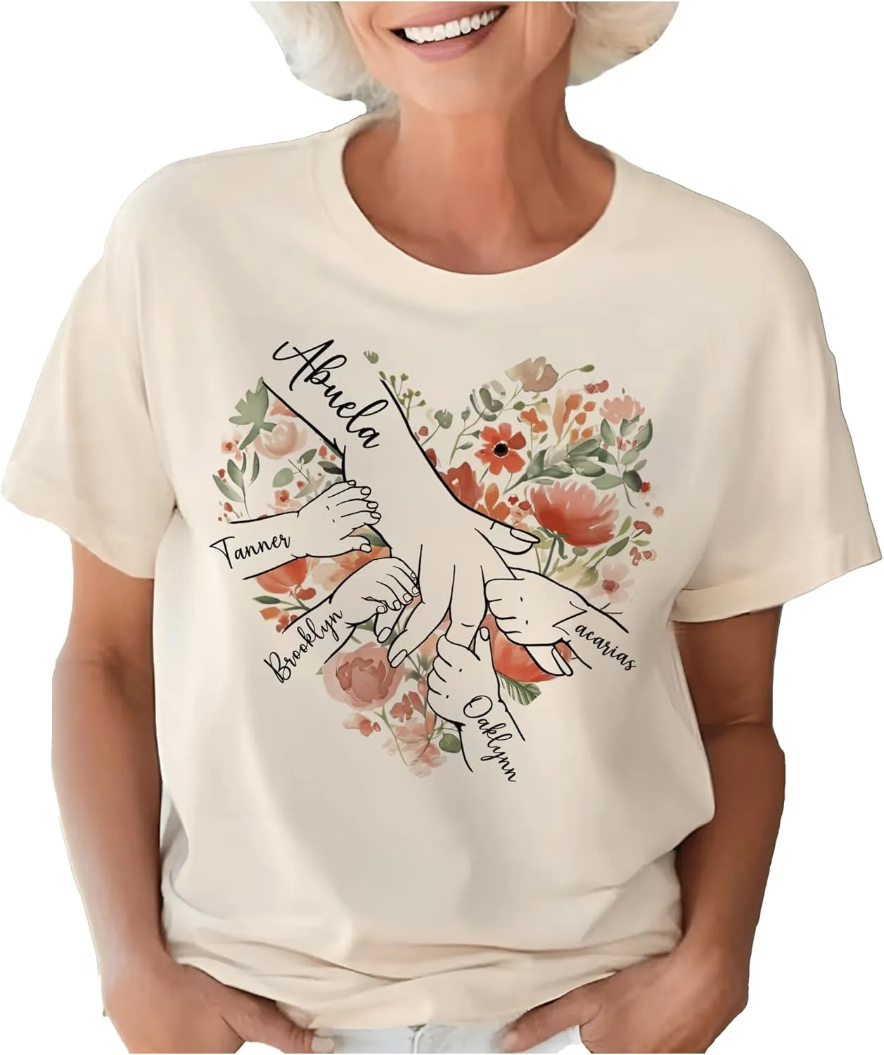 Personalized Grandma Shirt with Kid's Name, Custom Mom Shirt for Mother's Day, Women Gift Shirt for Nana Mimi Gigi Mama
