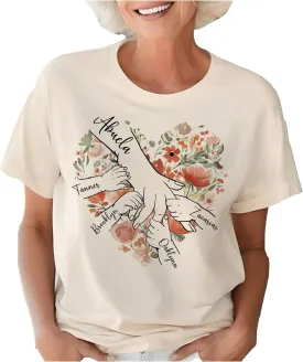 Personalized Grandma Shirt with Kid's Name, Custom Mom Shirt for Mother's Day, Women Gift Shirt for Nana Mimi Gigi Mama