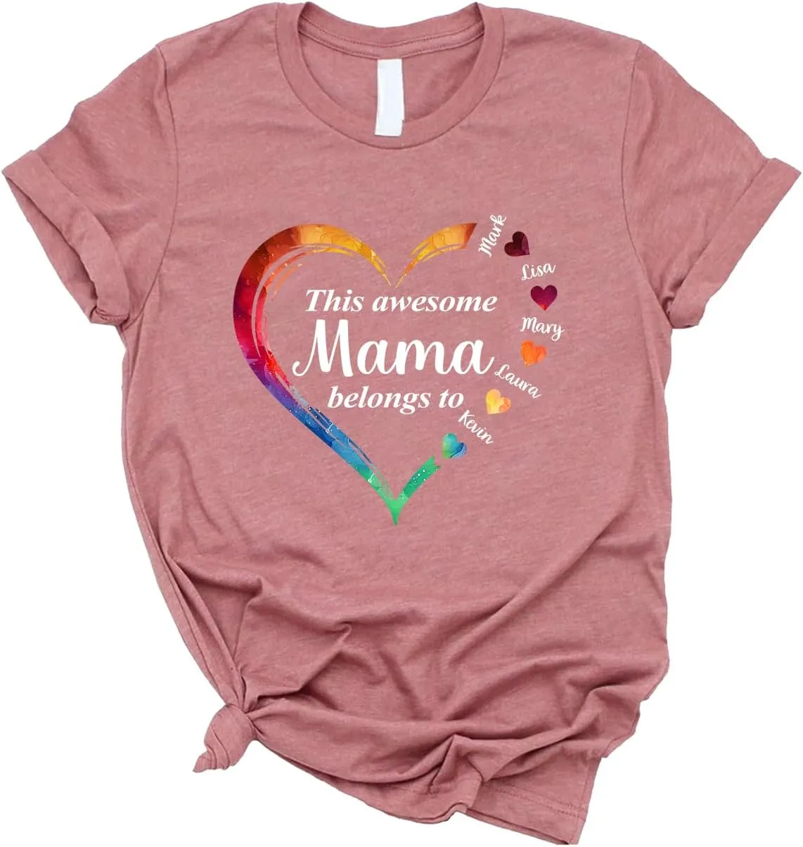 Personalized This Awesome Mom Belongs to Shirt, Heart Shirt for Mom with Kid Name, Shirt for Mama, Mom, Mommy