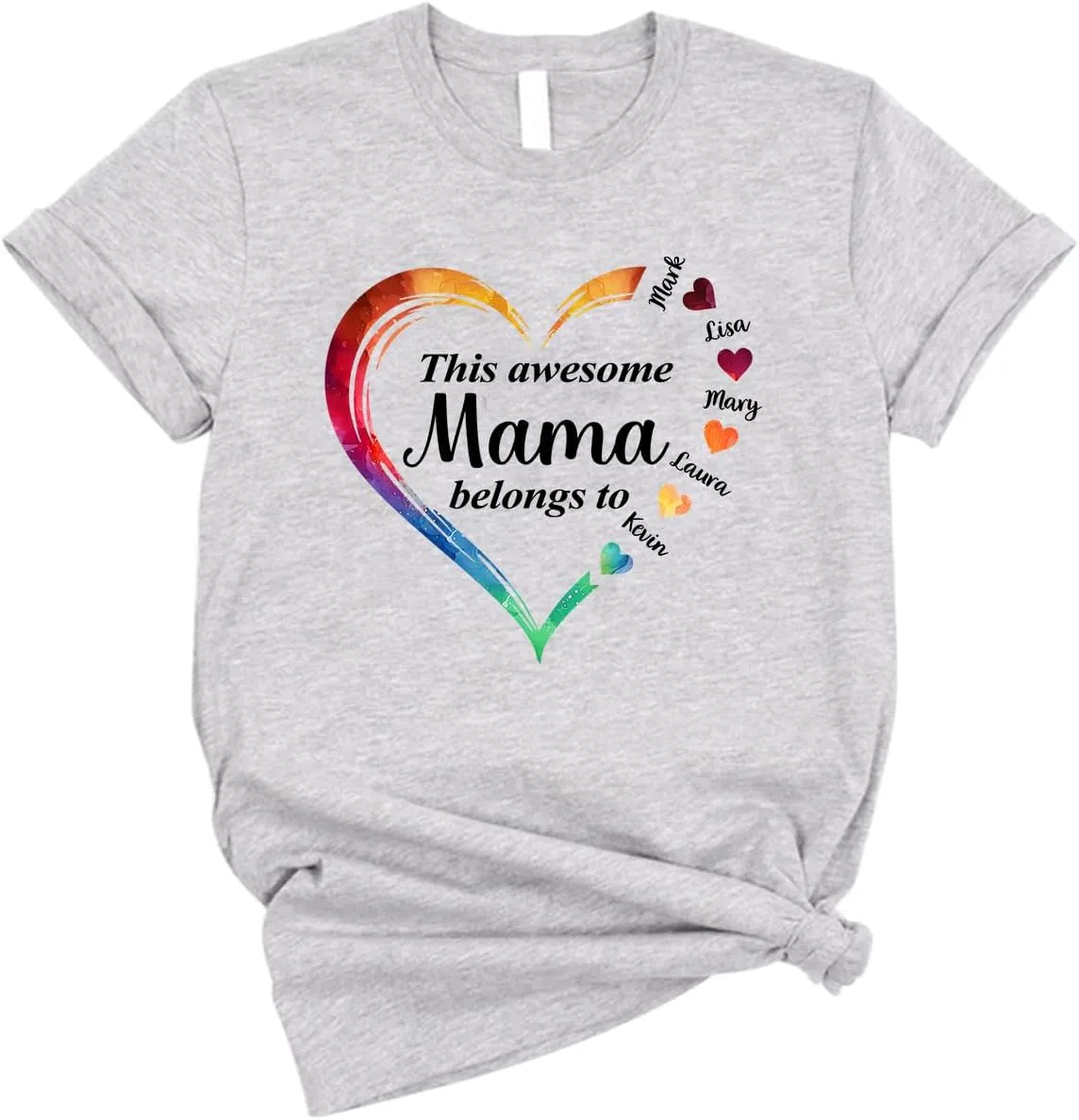 Personalized This Awesome Mom Belongs to Shirt, Heart Shirt for Mom with Kid Name, Shirt for Mama, Mom, Mommy