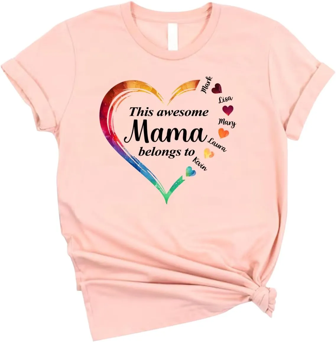 Personalized This Awesome Mom Belongs to Shirt, Heart Shirt for Mom with Kid Name, Shirt for Mama, Mom, Mommy