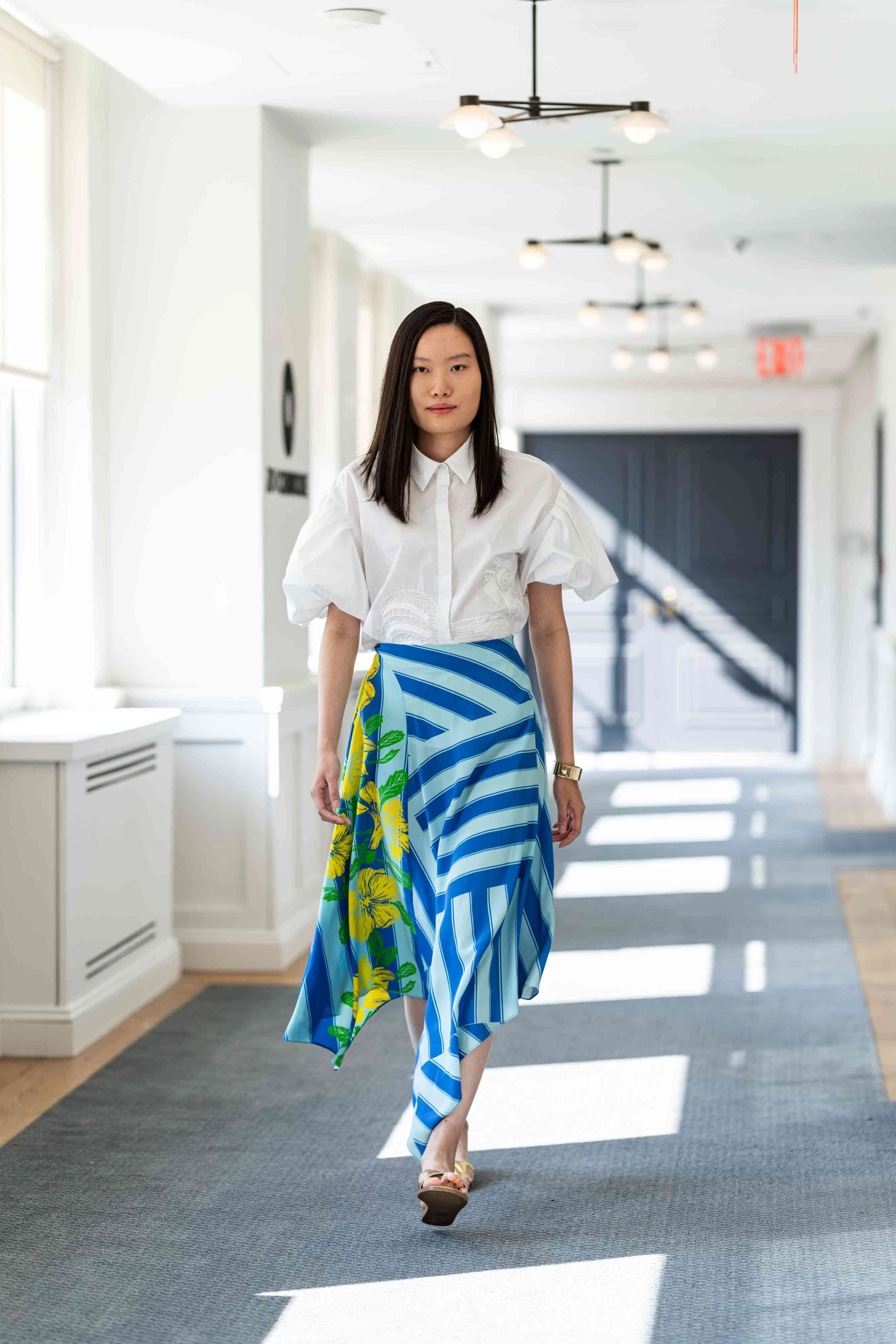Silk Floral Printed Asymmetric Skirt