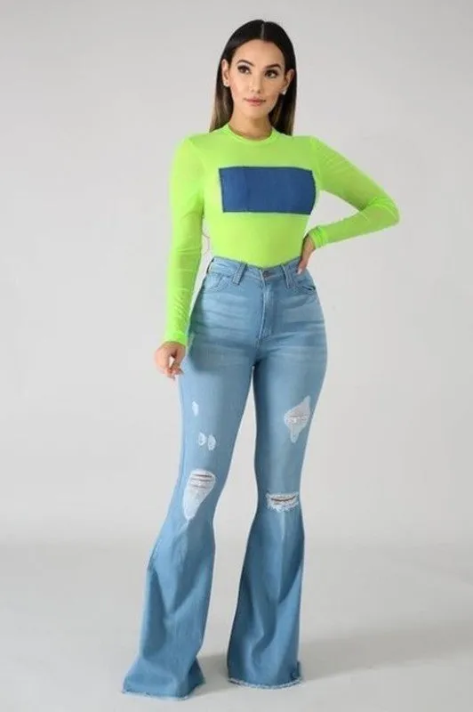 Skylar Brick House Light Wash Flare Denim Jeans (DS) FG GG