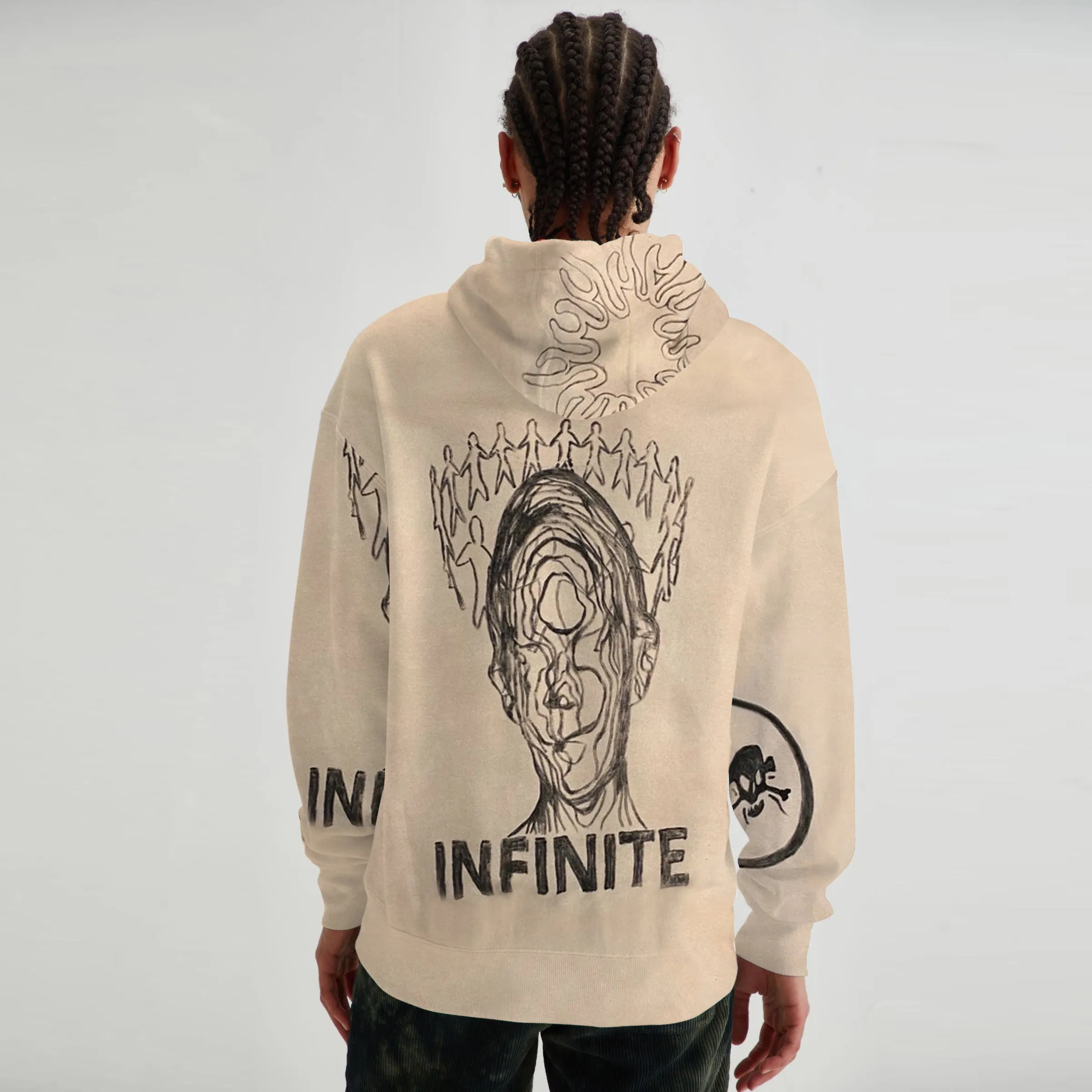 Sporty personality zipper print hoodie