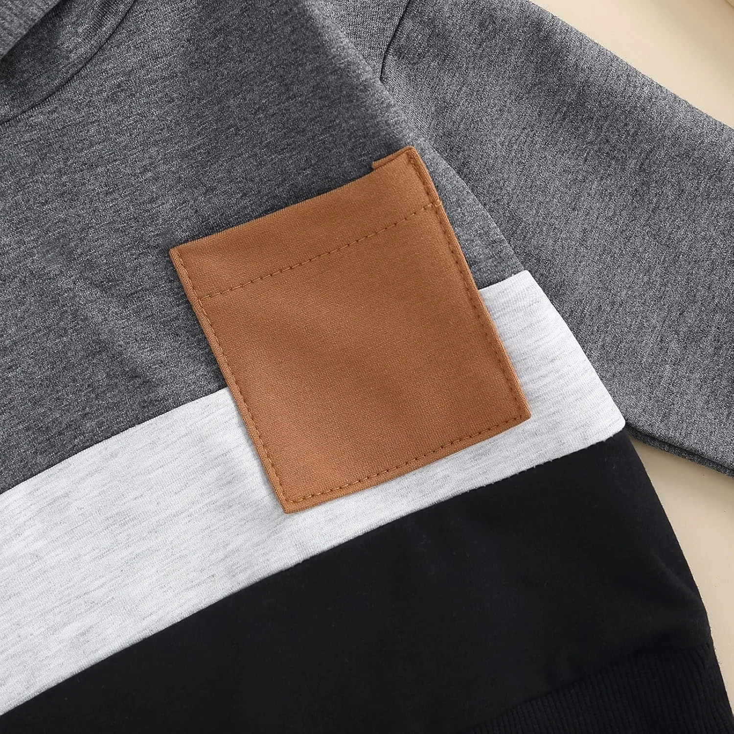 Toddler Baby Boy Clothes Color Block Hooded Sweatshirt Pullover Jogger Pants 2Pcs Fall Winter Sweatsuit Outfit
