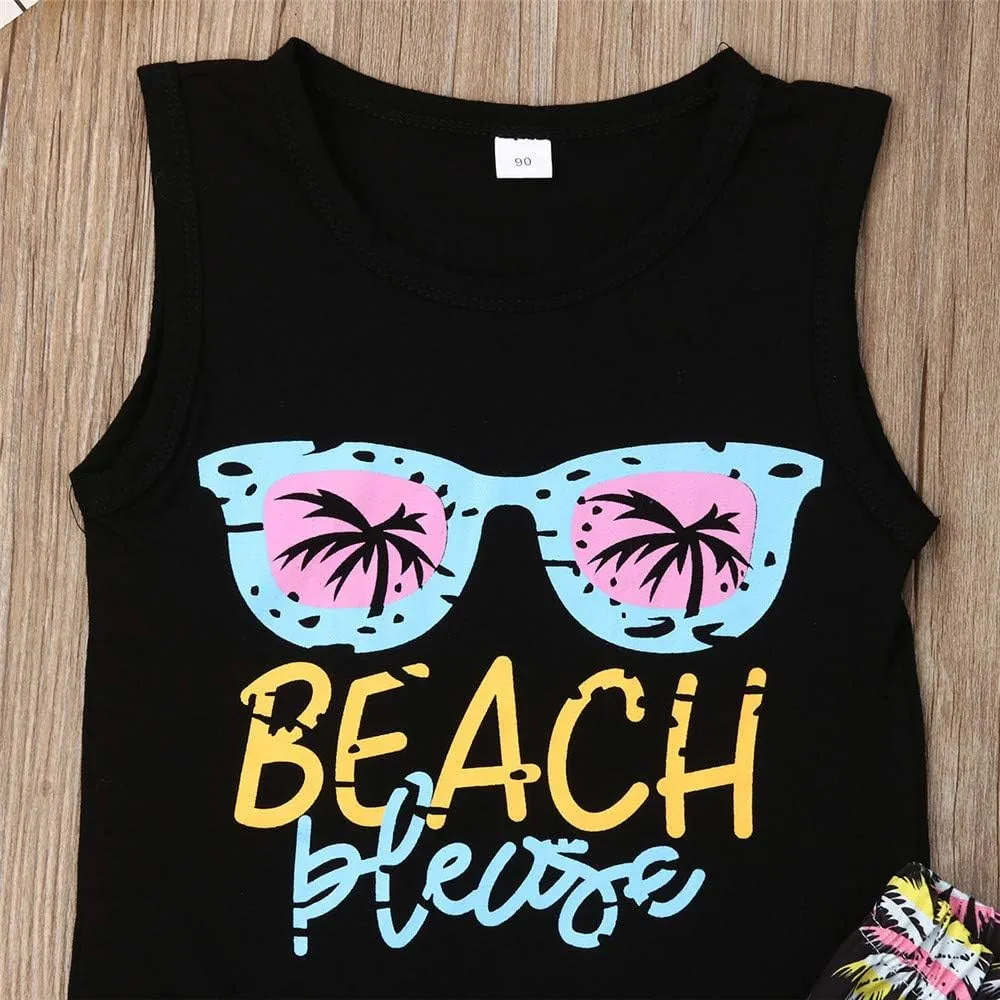 Toddler Baby Girl Boy Fringe Outfits Tank Top Tassel Shorts  Headband Summer Clothes Set