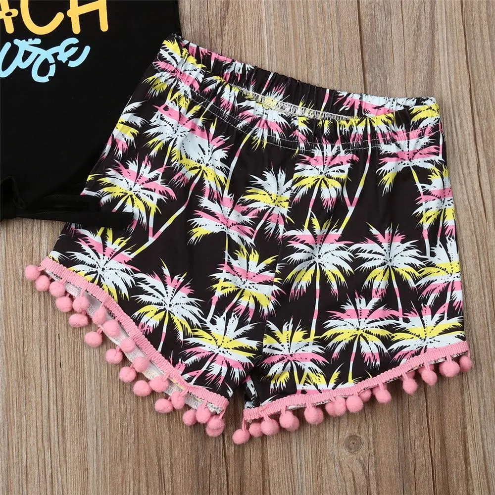Toddler Baby Girl Boy Fringe Outfits Tank Top Tassel Shorts  Headband Summer Clothes Set