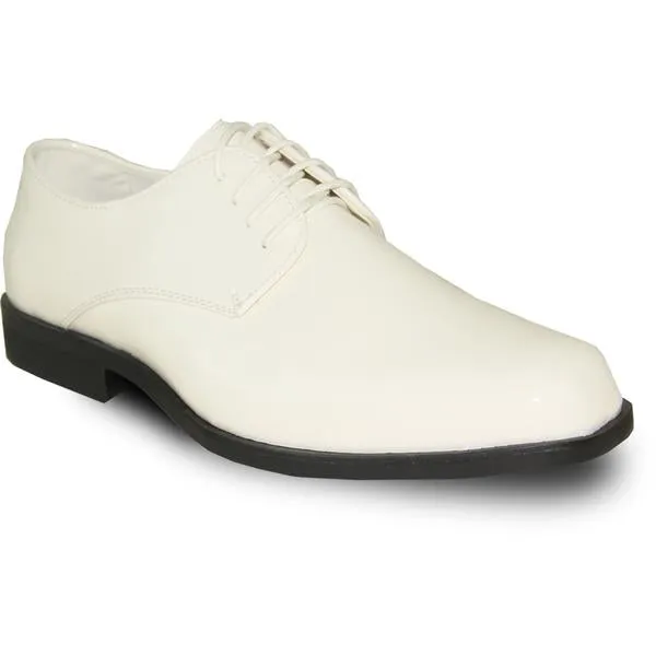 VANGELO Men Dress Shoe  Oxford Formal Tuxedo for Prom & Wedding Ivory Patent