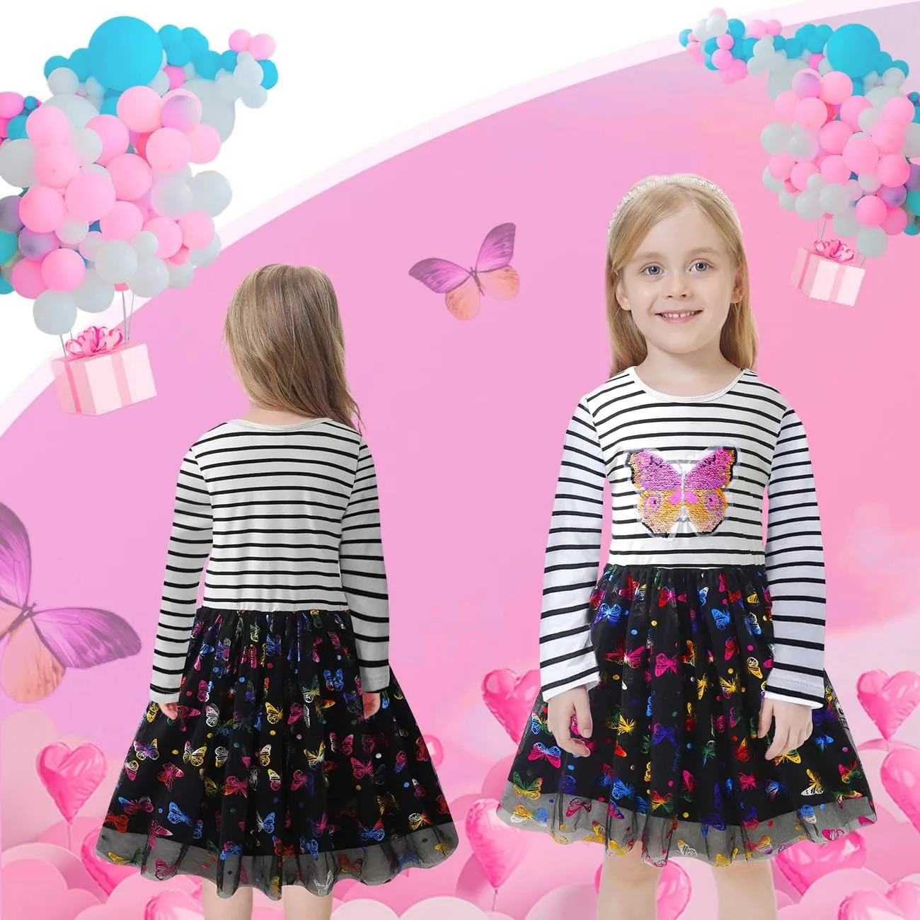 VASCHY Cute Girls Casual Autumn Spring Long-Sleeve Outfit, Toddler/Big Kid Girls Clothing Size 3-10T