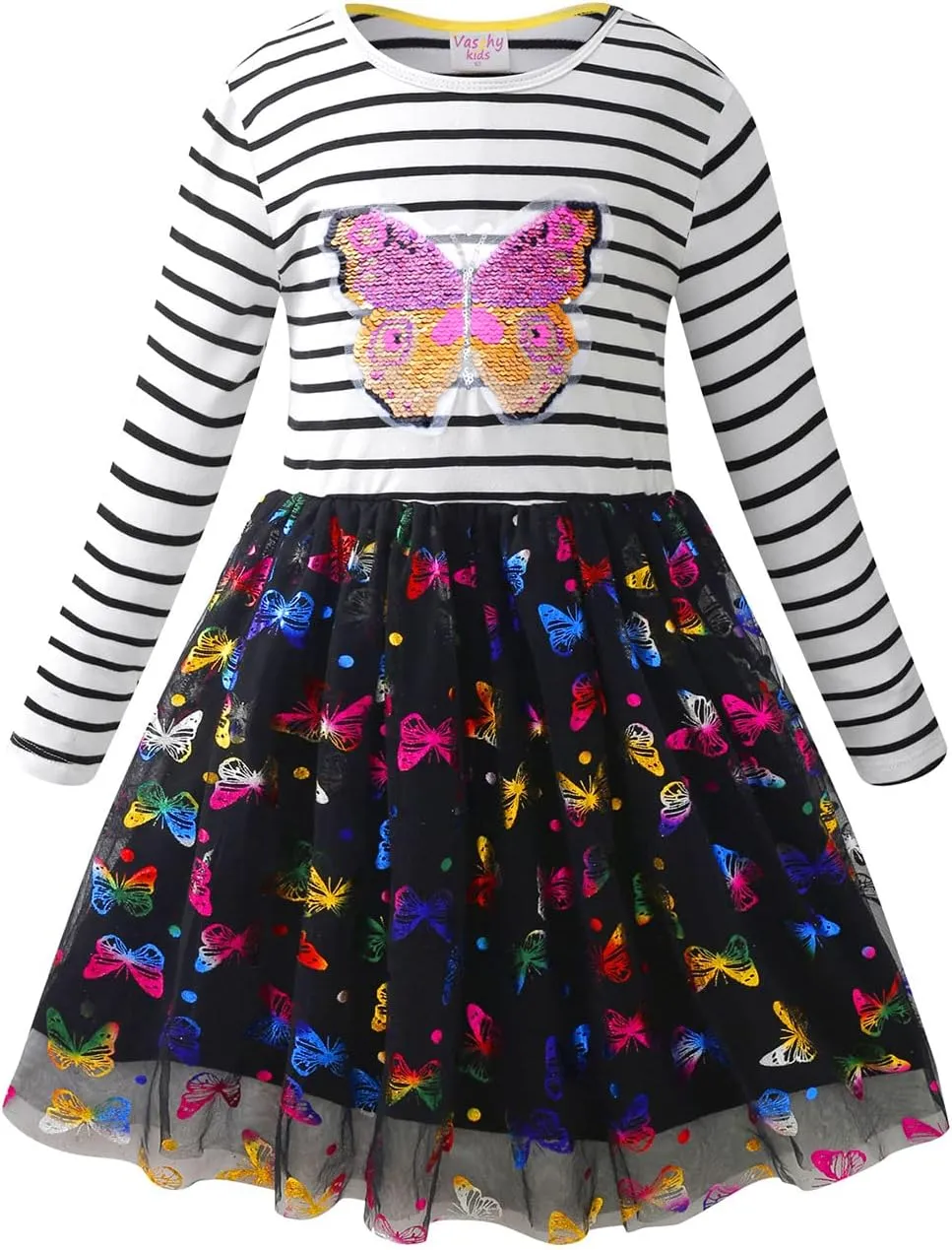 VASCHY Cute Girls Casual Autumn Spring Long-Sleeve Outfit, Toddler/Big Kid Girls Clothing Size 3-10T