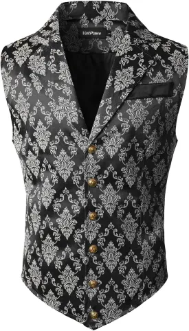 VATPAVE Mens Victorian Suit Vest Steampunk Gothic Waistcoat