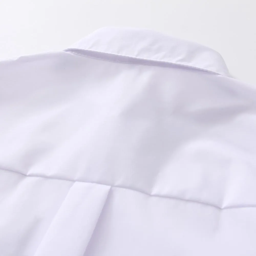 White Button Up Turn Down Collar Long Sleeve Cotton Blouse