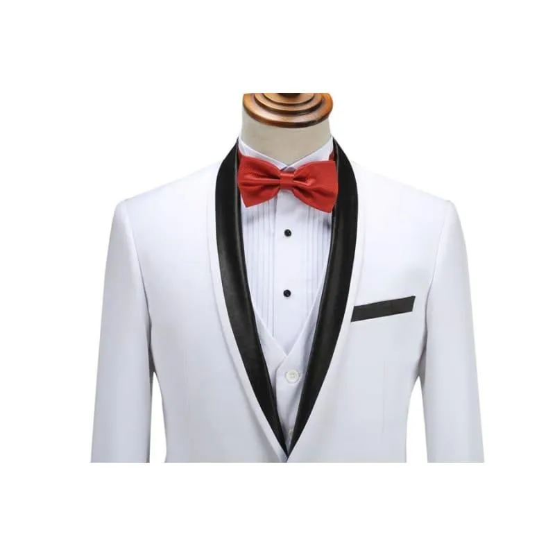 White Spring Shawl Collar Black Satin Trim Tuxedo