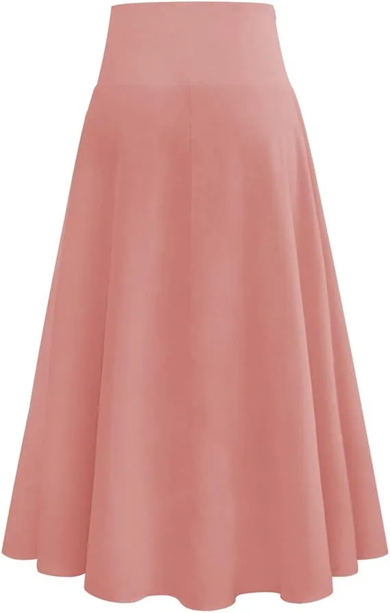 Women's High Low Casual Slit Wrap Asymmetrical Skirt - Solid Elastic High Waist With High Split - Flowy Long Maxi