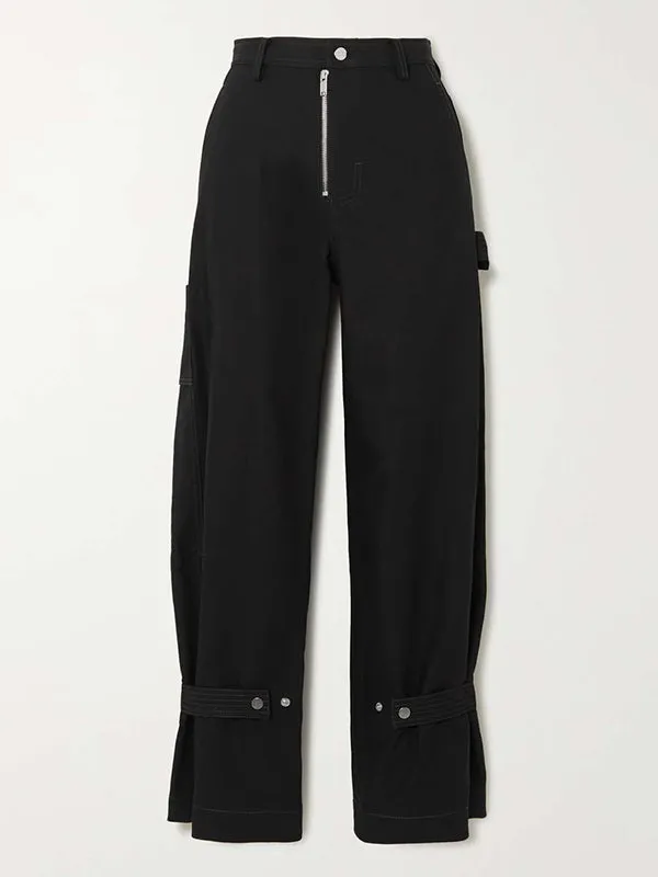 xakxx Fashion Solid Zip-Detailed Wide Leg Pants