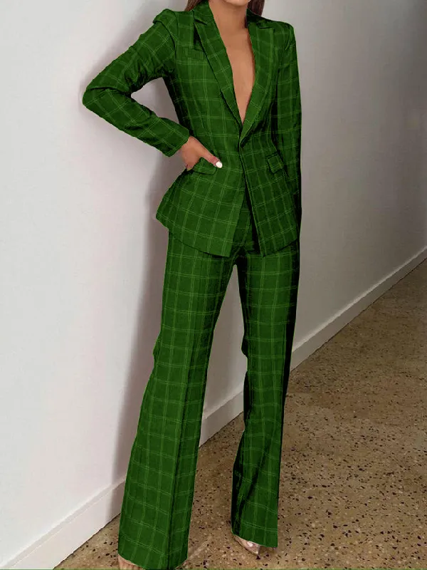 xakxx Wide Leg Plaid Suit Pants