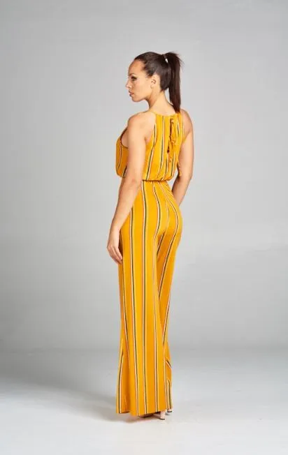Yellow Striped Wide Leg Jumpsuit