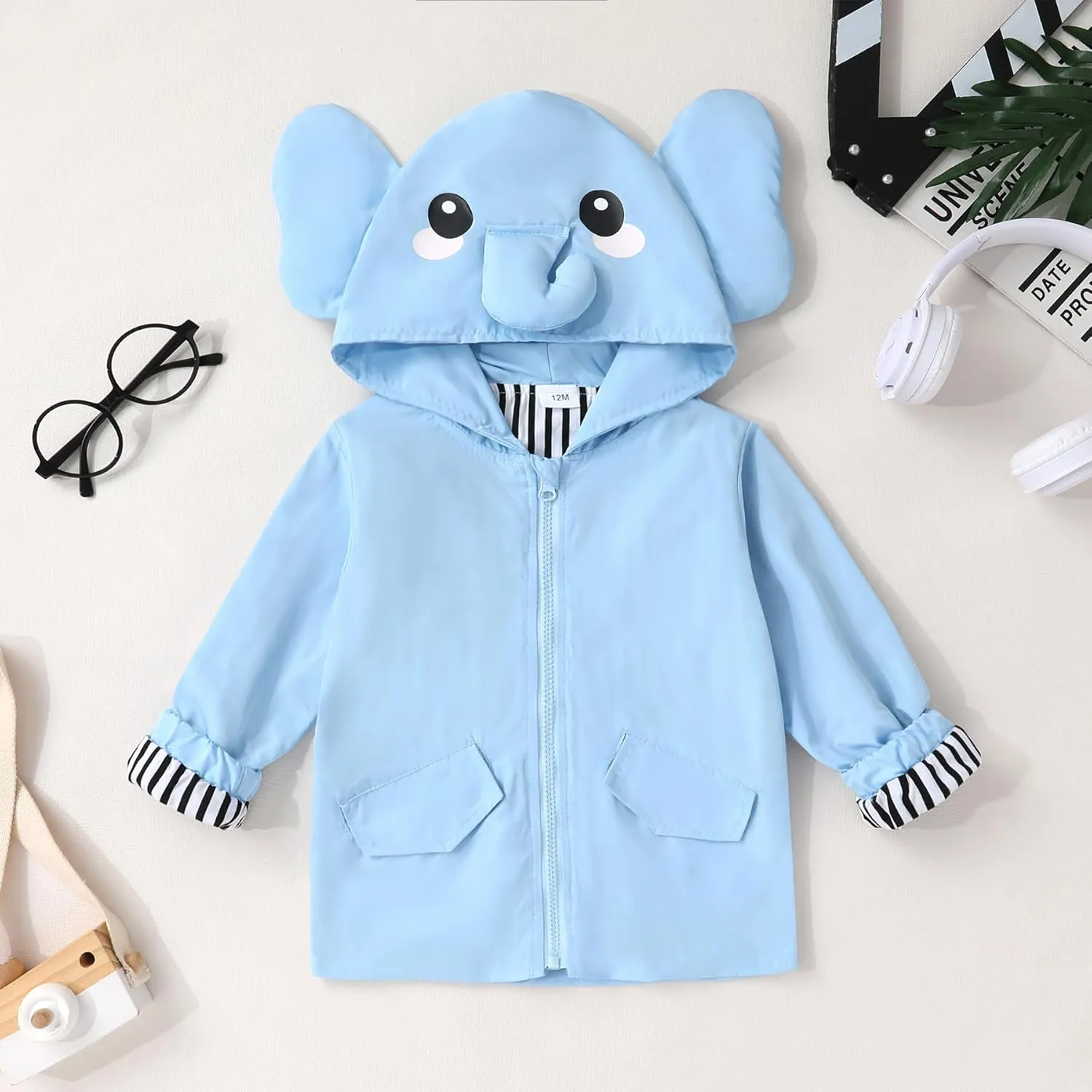 YOUNGER TREE Toddler Baby Boy Girl Duck Raincoat Cute Cartoon Hoodie Zipper Coat Outfit