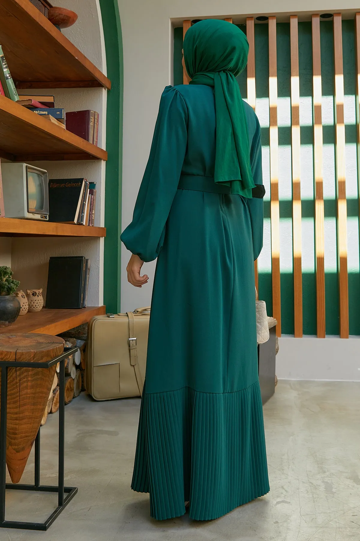 ZRF Women Hem Skirt Pleated Dress - Emerald - Scafati